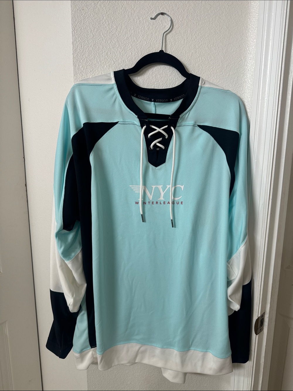 Xersion  NYC Winterleague Aqua Athletic long sleeve Jersey